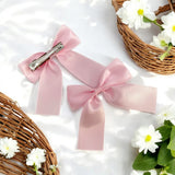 Baby Pink Satin Ribbon Hair Bows- 2.5''