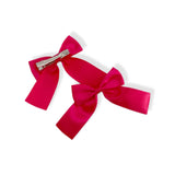 Hot Pink Satin Ribbon Hair Bows- 2.5''