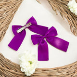 Purple Satin Ribbon Hair Bows- 2.5''