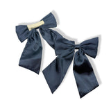 NAVY SATIN COQUETTE HAIR BOWS