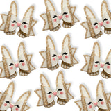 NEUTRAL FLORAL BEATRIX BUNNY DIY CUTOUT FAUX LEATHER HAIR BOW LOOPS