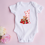 CUSTOM DTF TRANSFER - STRAWBERRY TEDDY BIRTHDAY NUMBERS