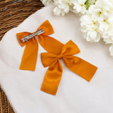 Tangerine Satin Ribbon Hair Bows- 2.5''