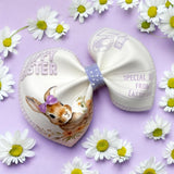 LILAC PERSONALISED EASTER BUNNY LETTER FAUX LEATHER DIY PINCH HAIR BOWS