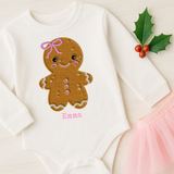 CUSTOM DTF TRANSFER | EMBROIDERED GINGERBREAD GIRL - PINK