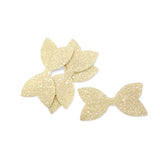 CREAMY PRE CUT CHUNKY GLITTER BOW TAILS & CENTRES 3.5”- 4 PACK