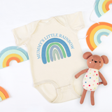 CUSTOM DTF TRANSFER - EMBROIDERY EFFECT- LITTLE BLUE RAINBOW