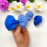School Gingham Half Half ‘Easy Peasy’ Faux Leather DIY Pinch Bow