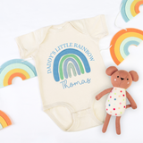 CUSTOM DTF TRANSFER - EMBROIDERY EFFECT- LITTLE BLUE RAINBOW