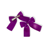 Purple Satin Ribbon Hair Bows- 2.5''