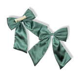 SAGE GREEN SATIN COQUETTE HAIR BOWS