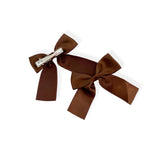 Chocolate Brown Satin Ribbon Hair Bows- 2.5''