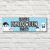BLUE GHOSTS HAPPY HALLOWEEN BANNER | UV PRINTED PVC | 77CM X 25CM