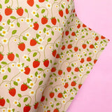 STRAWBERRY FLOWERS | PREMIUM FAUX LEATHER FABRICS