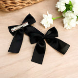 Black Satin Ribbon Hair Bows- 2.5''