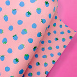 BLUE RASPBERRY ON PINK | PREMIUM FAUX LEATHER FABRICS