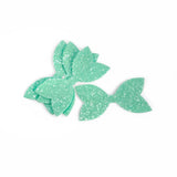 MINT SUGAR PRE CUT CHUNKY GLITTER BOW TAILS & CENTRES 3.5”- 4 PACK