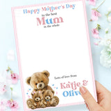 TEDDY BEAR PINK STRIPES UNISEX MOTHERS DAY BEST IN THE GALAXY- PREMIUM CARD