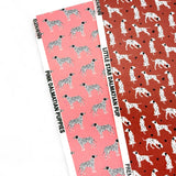 PINK DALMATIAN PUPPIES PREMIUM FAUX LEATHER FABRICS
