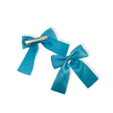 Pacific Blue Satin Ribbon Hair Bows- 2.5''