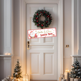 CUTE RED SANTA'S BEEN CHRISTMAS FAUX LEATHER BANNERS- BLANK