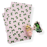 PINK & GREEN BOW- BOW DISPLAY CARDS- SINGLE OR PACK OF 4