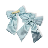 LIGHT BLUE SATIN COQUETTE HAIR BOWS