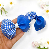 School Gingham Half Half ‘Easy Peasy’ Faux Leather DIY Pinch Bow