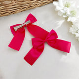 Hot Pink Satin Ribbon Hair Bows- 2.5''