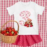 CUSTOM DTF TRANSFER - STRAWBERRY TEDDY BIRTHDAY NUMBERS