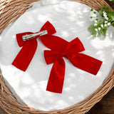 Red Satin Ribbon Hair Bows- 2.5''