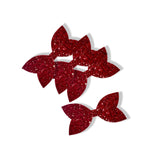 Cherry Red Pre Cut Chunky Glitter Bow Tails & Centres 3.5”- 4 Pack