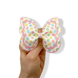 GINGHAM EGGS BUTTERFLY PINCH BOWS - DIY CUT OUT FAUX LEATHER FABRIC SHEETS