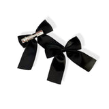Black Satin Ribbon Hair Bows- 2.5''