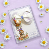 LILAC PERSONALISED EASTER BUNNY LETTER FAUX LEATHER DIY PINCH HAIR BOWS