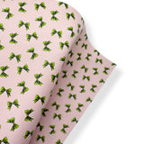 GREEN BOWS ON PINK PREMIUM FAUX LEATHER FABRICS
