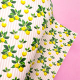 PINK & LEMON STRIPES | PREMIUM FAUX LEATHER FABRICS