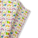 RAINBOW DINOS & FLOWERS PREMIUM FAUX LEATHER FABRIC