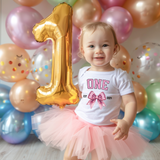 CUSTOM DTF TRANSFER - GLITTER BIRTHDAY BOW NUMBER & BIRTH YEAR