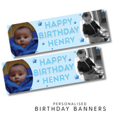 BOYS BLUE STAR BIRTHDAY BANNER | UV PRINTED PVC | 77CM X 25CM
