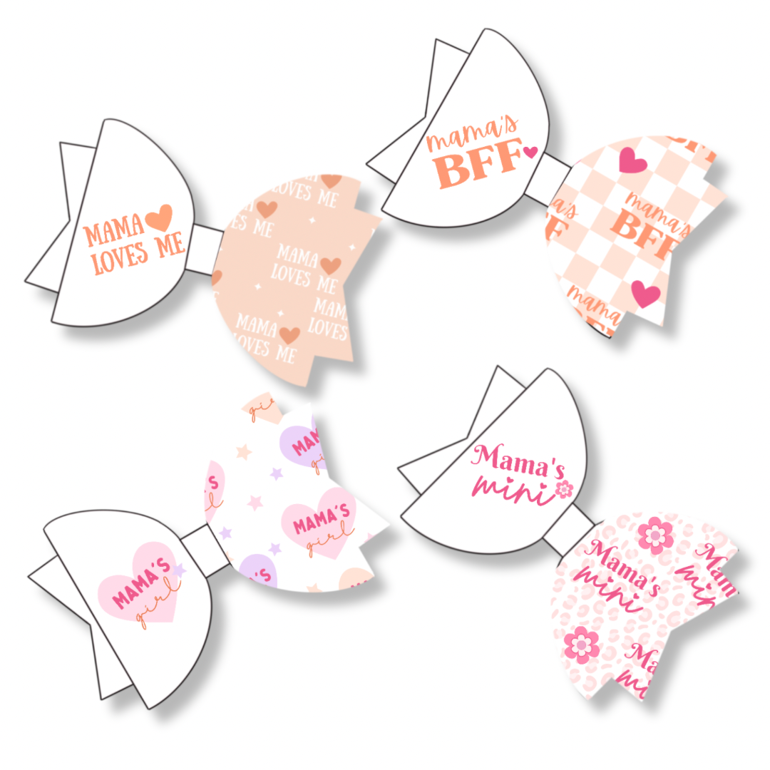 Mini bow dtf transfers for hair bow making