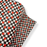 RETRO CHECK RED HEART PREMIUM FAUX LEATHER FABRICS