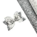 SILVER SNOWFLAKES RIBBON BOWS 3.5” | PRE CUT DIY HAIR BOW LOOPS