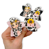 MOO COW DOLLY BOW 3.5” | PRE CUT DIY HAIR BOW LOOPS
