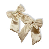 BEIGE SATIN COQUETTE HAIR BOWS
