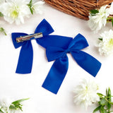 Royal Blue Satin Ribbon Hair Bows- 2.5''