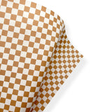 BEIGE CHECKER SQUARES PREMIUM FAUX LEATHER FABRICS