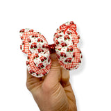 LITTLE RED BOW TRACTOR BUTTERFLY PINCH BOWS - DIY CUT OUT FAUX LEATHER FABRIC SHEETS