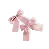 Baby Pink Satin Ribbon Hair Bows- 2.5''