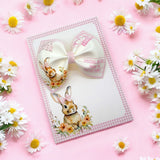 PINK PERSONALISED EASTER BUNNY LETTER FAUX LEATHER DIY PINCH HAIR BOWS